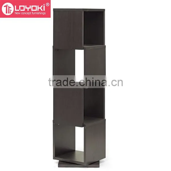 Creative Design Free Rotating Kids Bookshelf Different Tier Book Display Living Room Wood Bookcase photo-2