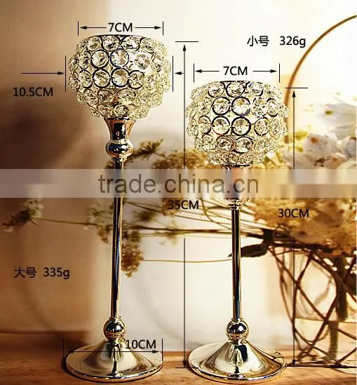 High Quality Candle Lanterns for Weddings Metal Silver Plated Candle Holder With Crystals for Home Decor photo-3
