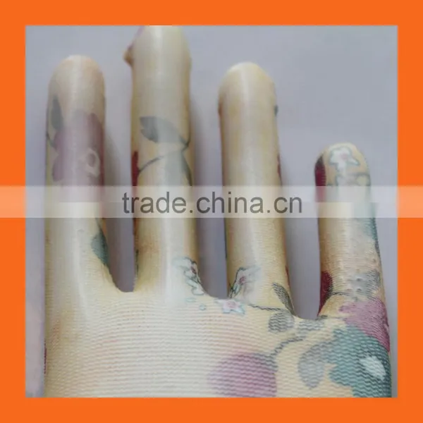 Polyester Shell Women Garden Gloves With PU Coated Palm Dip photo-5