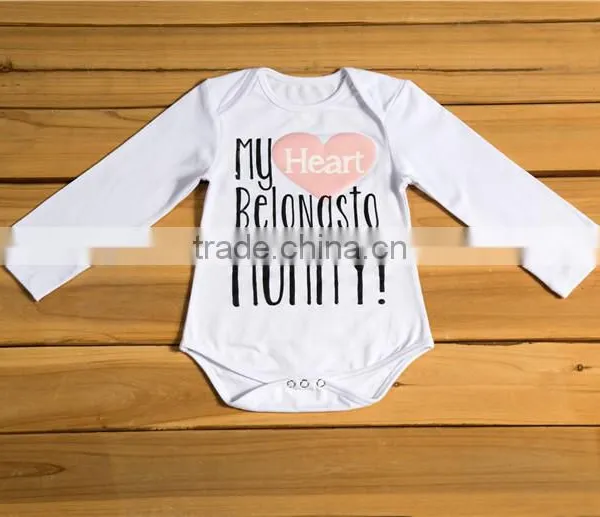 2017 Wholesale Kids Holiday Clothes Boutique Baby Valentines Cotton Long Sleeves Romper photo-3
