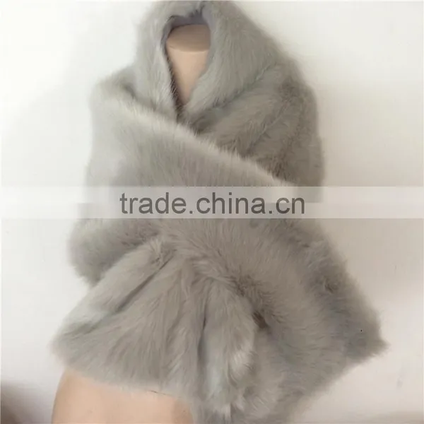 White Color Fashion Winter Knitting Fur Scarf Factory photo-4