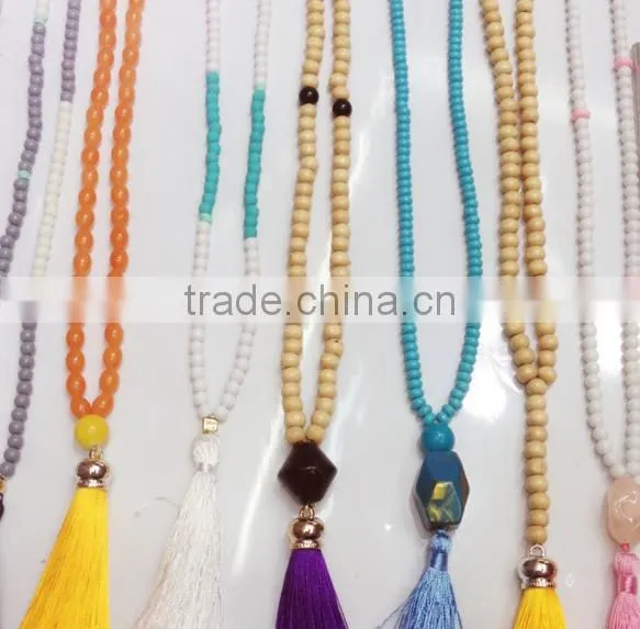 Fashion Long Hand Knotted Druzy Tassel Necklace, Druzy Beaded Neckalce photo-2