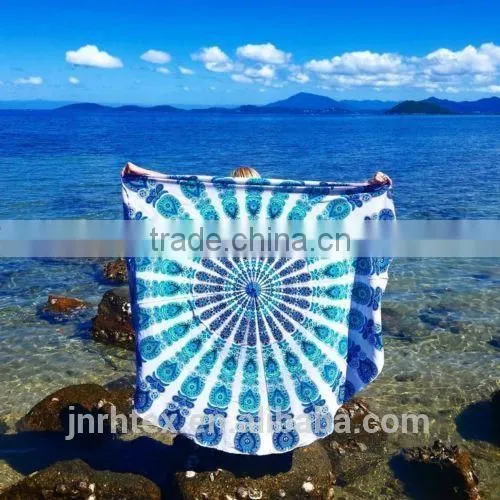 Custom Cotton Printing Round Beach Towels With Tassels photo-2