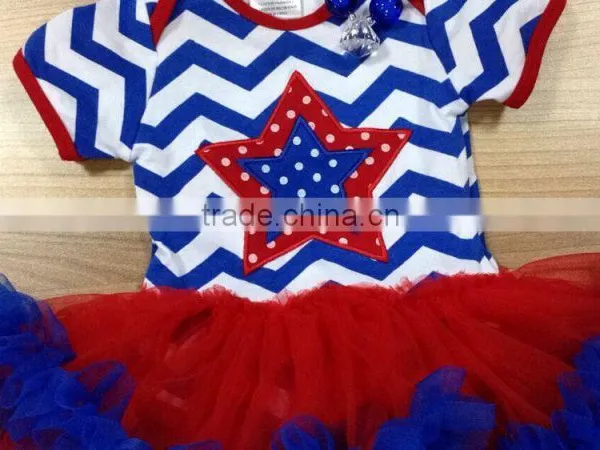 2016 Hot Sell Baby Girl 4th of July Tutu Romper Patriotic Baby Girls Tutu Romper With Matching Headband and Necklace photo-2