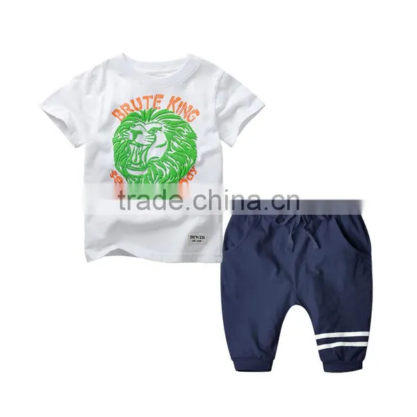 Wholesale Summer Cotton Printing Boys Kids Clothes Clothing Set photo-6