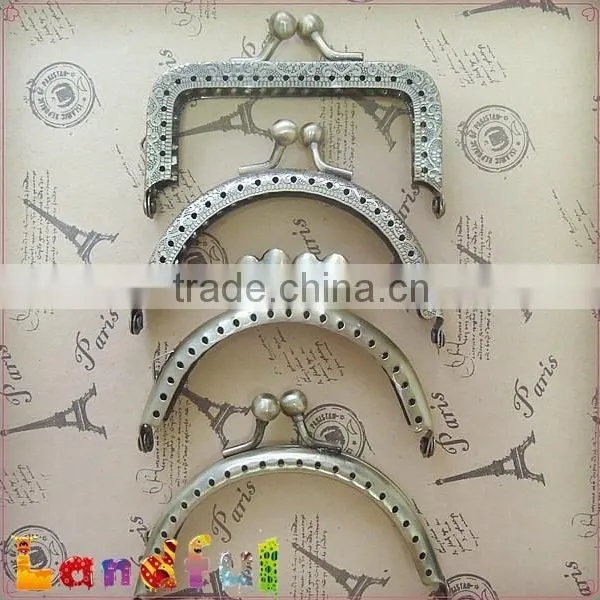 Bronze Metal Sew in Bag Purse Frame Kiss Lock Coin Purse Making photo-2