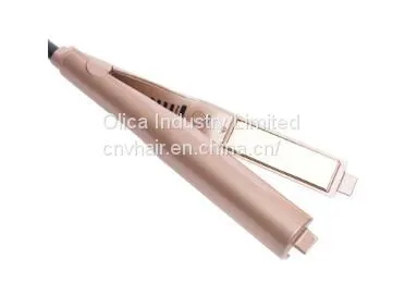 CNV Pro Digital PTC Ceramic Titanium Plate Flat Hair Straightener Hair Curle 2 in 1 Straightening Curling Iron Golden