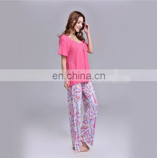 Long Pants Beach Pants Sets Bamboo Fiber Lounge Custom Printing Patterns photo-2