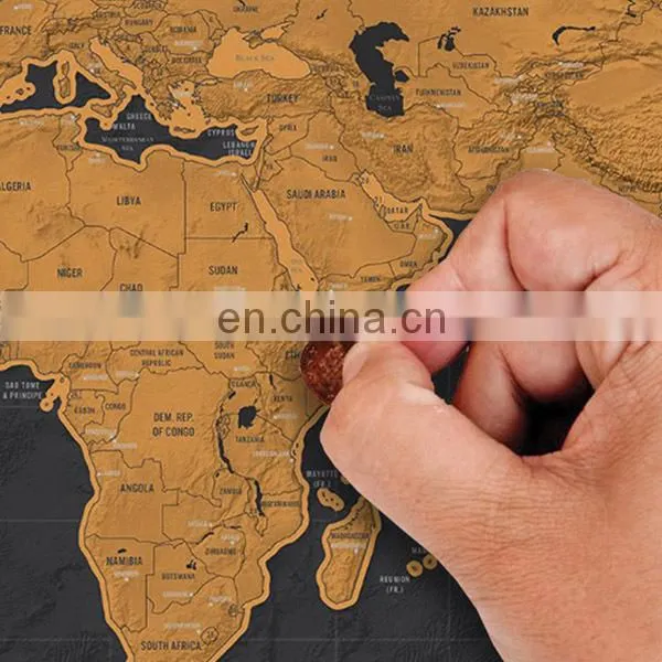 2017 Travle Wall World Map Mini Scratch off Foil Layer Coating Poster photo-6
