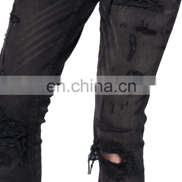 DiZNEW CUSTOM WHOLESALE STRAIGHT SLIM FIT RIPPED JEANS MEN photo-4