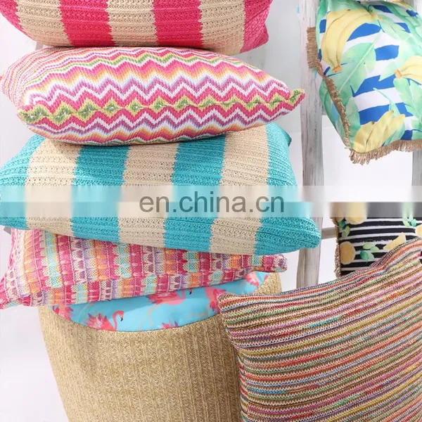 Hot Selling Customized Decorative Colorful Faux Straw Cushion Pillows Outdoor Modern Printed Woven Chair Cushion photo-7