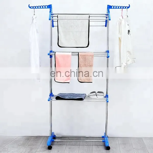 Foldable Stainless Steel Coats Towels Shirts Garment Drying Rack Clothes Folding Foldable Cloth Drying Rack photo-2