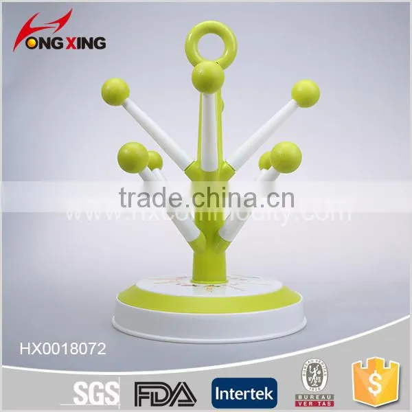 Natural Tree Design Plastic Cup Hanger Rack With 8 Cups Set photo-3