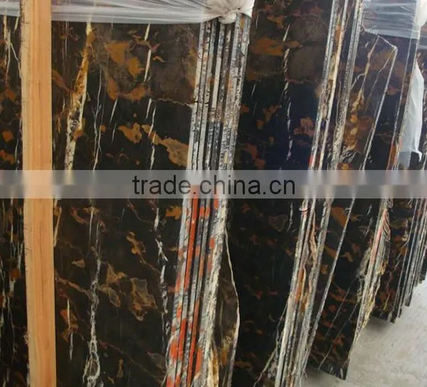 Good Price Natural Polished Black Gold Marble Tiles photo-5