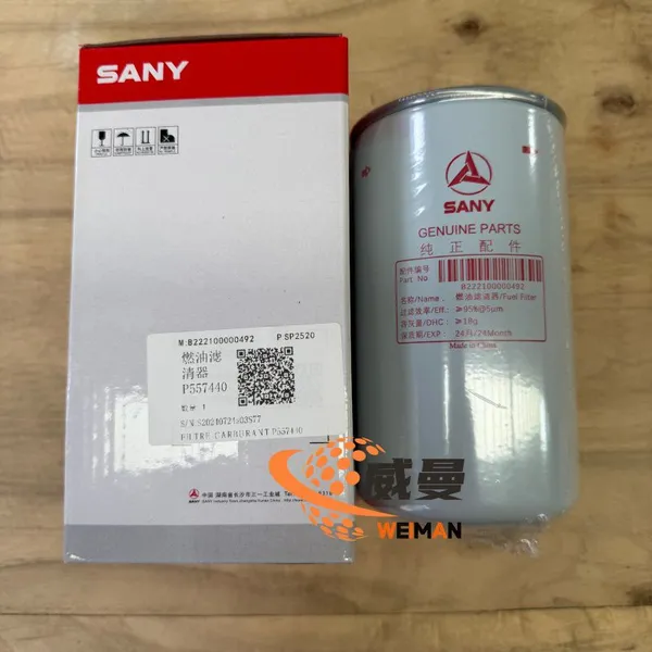 Original Sany Fuel Filter B222100000492 60176475 for All Models of Sany Excavator