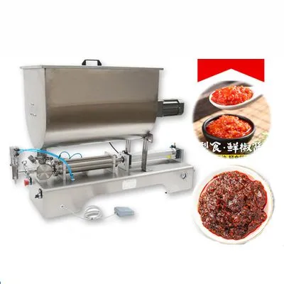MO-QDMECH Automatic BZ012 Chili Sauce Filling Machine With Mixer for Hot Pot Base Granular Paste Piston Filler Packaging Equipment