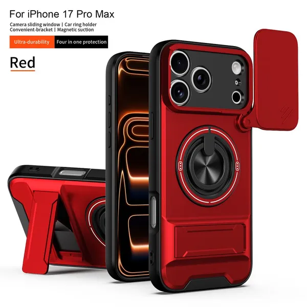 Suitable for Apple 17promax All-inclusive Mobile Phone Case Litchi Pattern Magnetic Invisible Bracket 18/17p Advanced Protective Cover photo-3