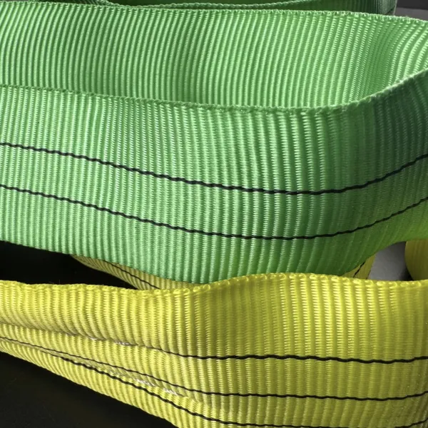 Flat endless sling for shipping yard container handling 15,000 lbs capacity 2 inch wide webbing