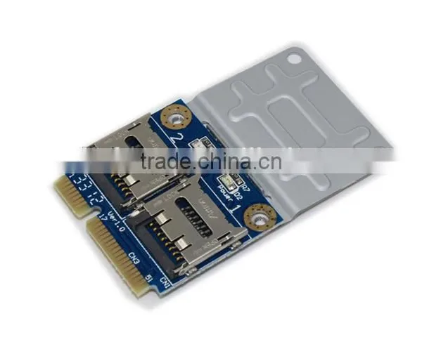 2 SSD HDD for Laptop Dual SD SDXC TF to Mini PCIe Memory Card reader mPCIe to 2 mini-sdcards mini pci-e adapter