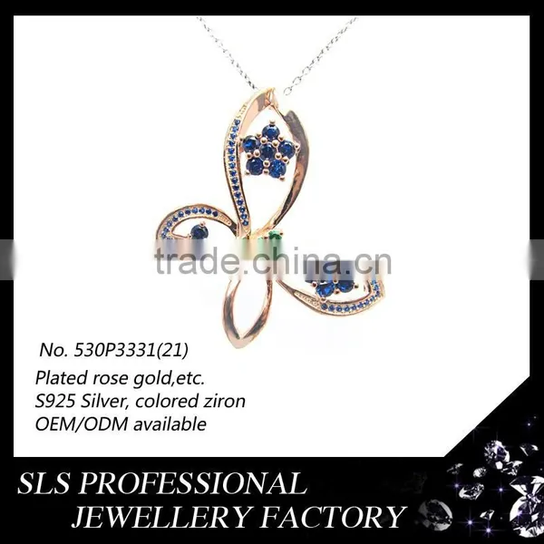 Lastest Jewelry Classic Moods Pendant Butterfly Shape Pendant for Lady 's Wear in Party and Anniversary Colored Stones Pendant