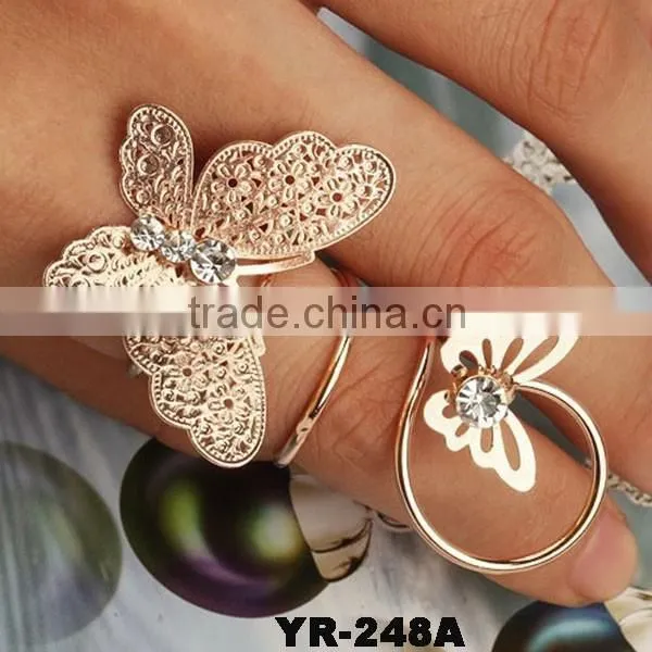 Wholesale Elegant Gold And Silver Plating Butterfly Wedding Smart Ring photo-2