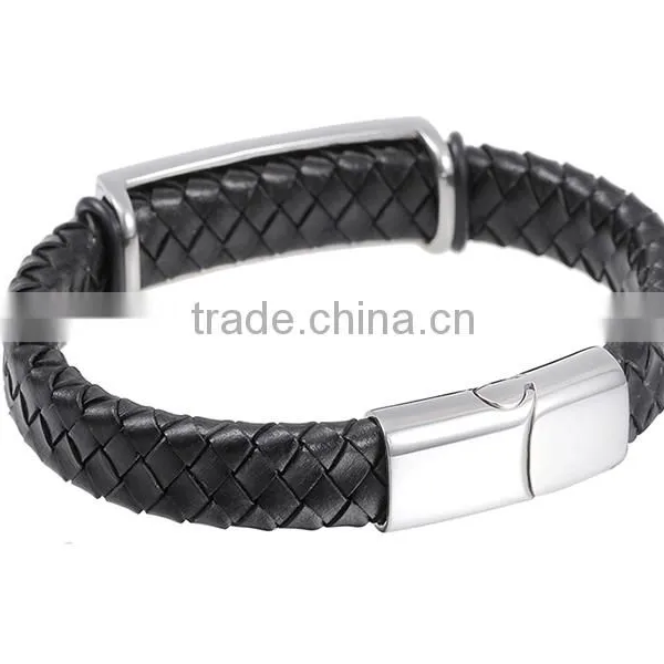 Halloween Punk Skull Wings Genuine Leather Bracelet Unisex Stainless Steel Clasp Cuff Bangle photo-2