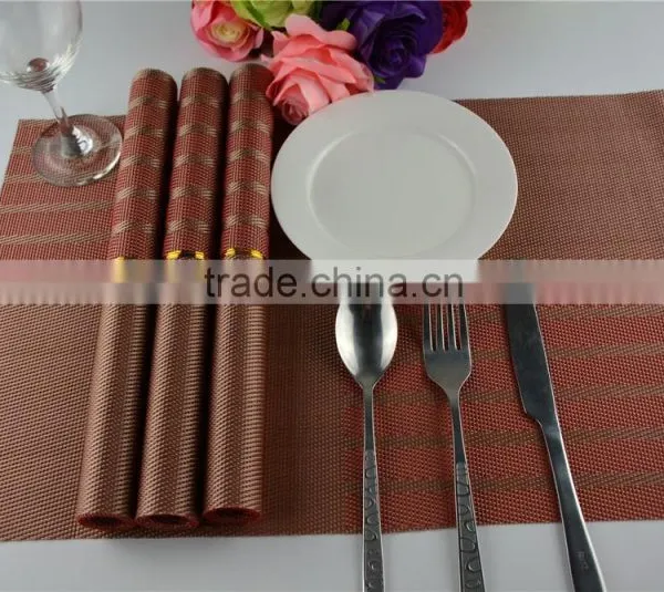 Red Classics Non-slip Insulation Moor Crossweave Woven PVC Non-slip Insulation Placemat Washable Table Dish Mats photo-6
