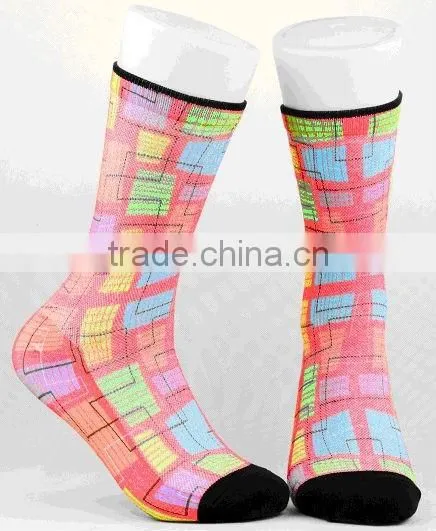 Ventilated Seamless Custom Woman Sock Digital Printed Socks