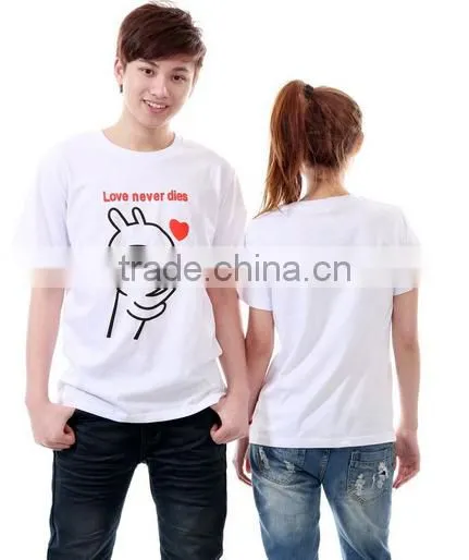 Organic Cotton T-shirt Printed Love Couple T-shirt Design photo-3