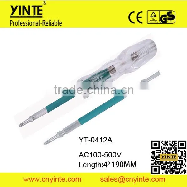YT-0412A AC100-500V Crystall handle electrometric screwdriver voltage tester