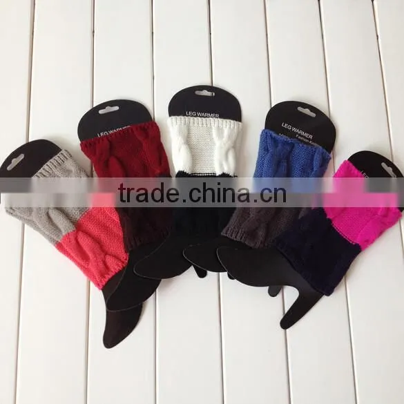 Trendy 2015 Winter Women Hand Knitted Boot Cuffs Cable Knit Leg Warmers photo-2