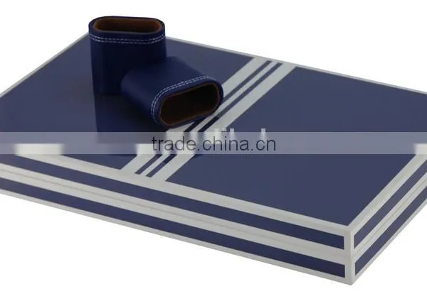 Personalized Dark Blue Wooden Backgammon photo-4