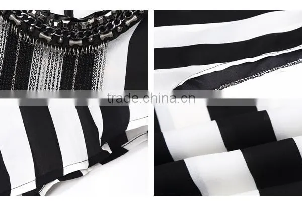 Black and White Striped Fashion Design Lady Blouse & Top Wholesale China photo-6