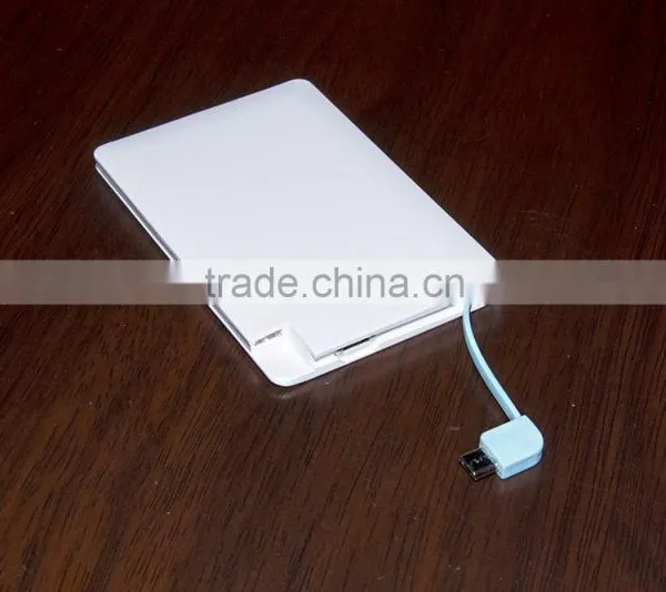 Built in Cable Credit Card 2000mAh Power Bank photo-3