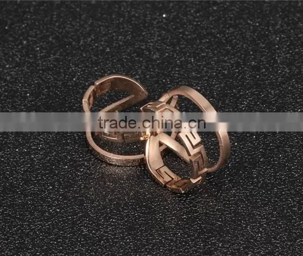 High Quality Jewellery Rose Gold Plated Stainless Steel Cuff Double Ring photo-5