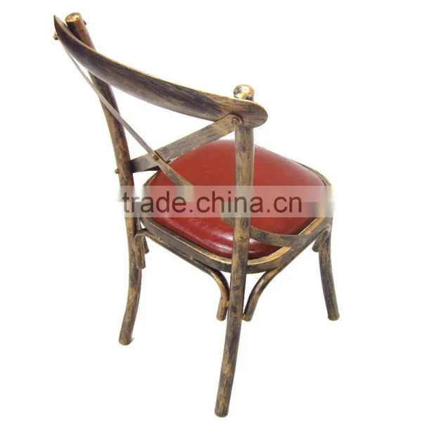 Antique Bronze Metal Cross Back Dining Chair photo-5