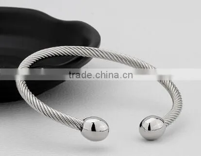 Hotsale Raw Brass Twist Cable Wire Terminal Magnetic Cuff Bangle Copper Magnetic Bracelet Wholesale photo-3