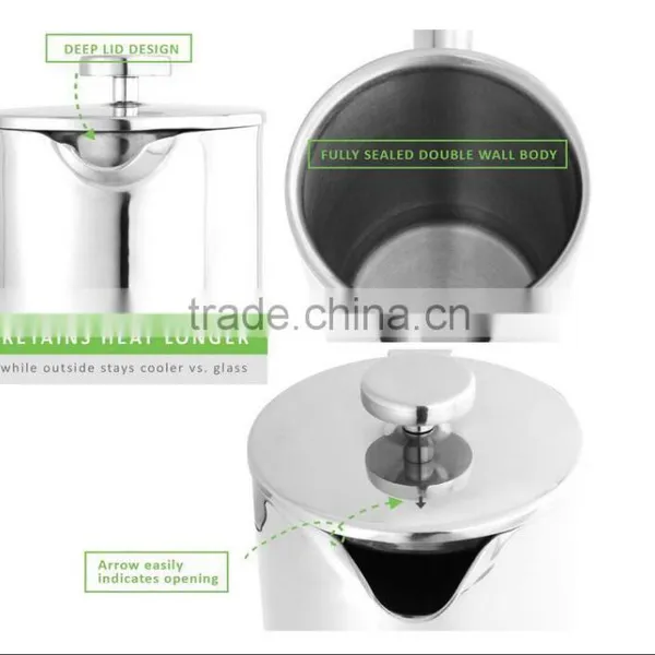 High Quality Stainless Steel French Coffee Press (0.35L,0.5L,0.8L,1.0L,1.5L) photo-2