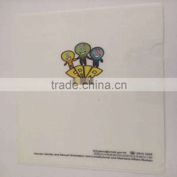 Promotional PP file folder printing plastic file folder A4 L shape file folder