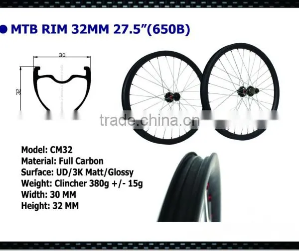 Rims Mtb Carbon 32mm Mountain Rim 27.5er Mtb Carbon Rims Clincher One Pair for Moutain Bicycle