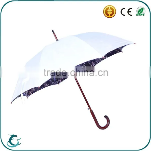 Fashion 2 Layer Auto Open Wooden Golf Umbrella photo-2