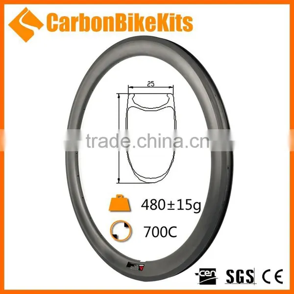 CarbonBikeKits 23mm Wide Road Bicycle 24mm Carbon Clincher Rim CR24C