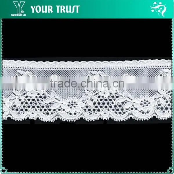 Width 3.8 Centimeter White Stretch Trim Spandex Jacquard Elastic Lace photo-3