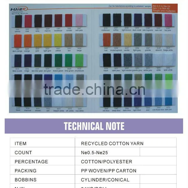 OE Recycled Carded Cotton Yarn for Knitting Glove