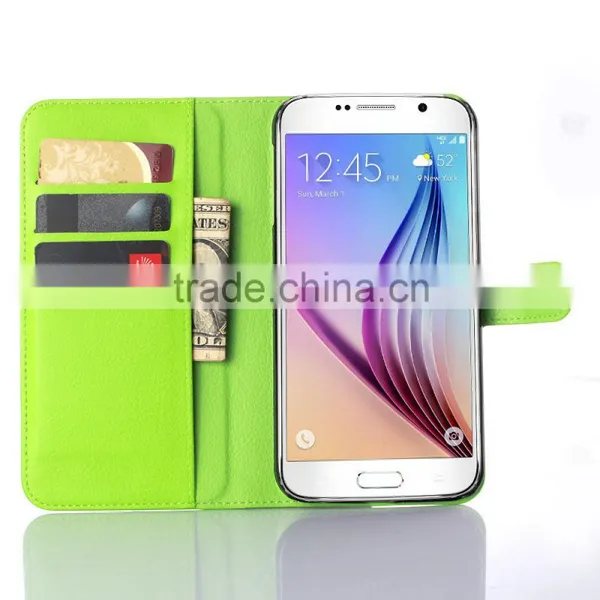 Factory Price Lichee Leather Pouch Wallet Case Folio Stand Cover for Samsung GALAXY S7 Plus photo-4