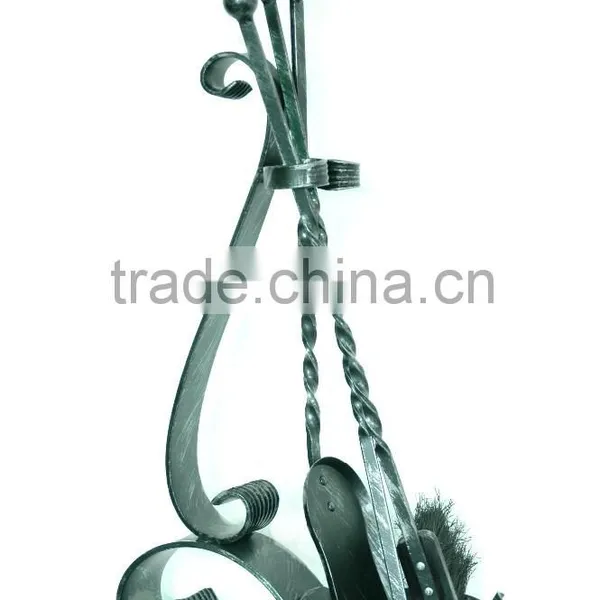 Black Wrought Iron Fireset, Cast Iron Fireplace Tool Set With New Design photo-2