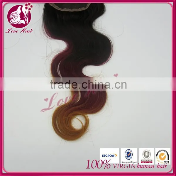 For Sale 100% Unprocessed Three Tone Human Hair Body Wave Hair Wefts With Body Wave Lace Closure photo-5