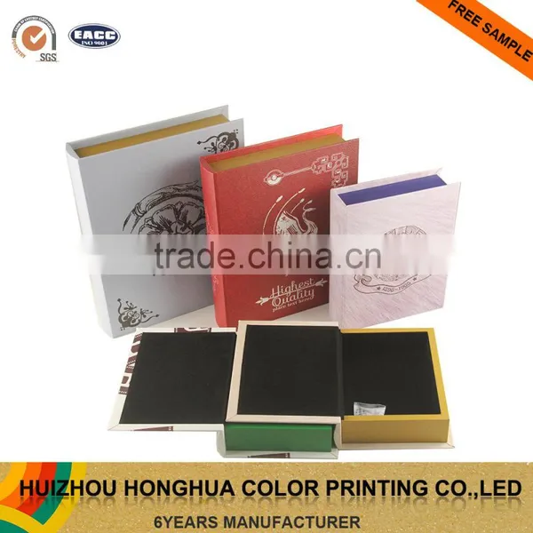Custom PU Leather Fake Book Box Decorative Cardboard Book Shaped Gift Box