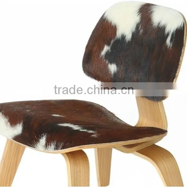 Molded Plywood Chair Cow Leather, Real Leather Upholstered Chair, Genuine Leather Cover Lounge Chair photo-6