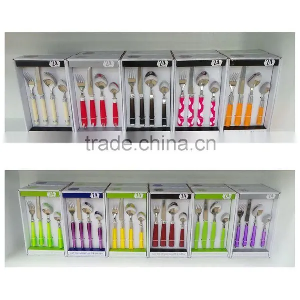 24PCS Stainless Steel Dining Set With Plastic Handle - KX-P024 PS photo-3